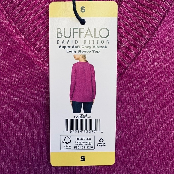 Buffalo David Button Ladies’ Super Soft Cozy V-Neck Long Sleeve, Pink Small NWT - Picture 5 of 13